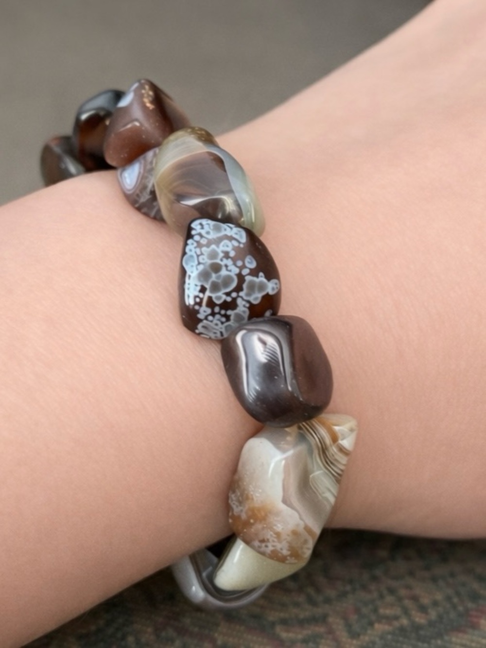 Natural Stone Chip Bracelet Boho Stretch Bracelet